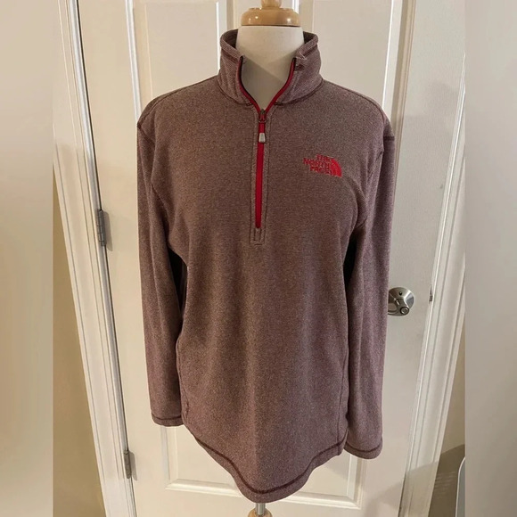 North face 3/4 zip shirt-Men’s Size Medium, Maroon and white striped - Picture 1 of 6